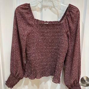 Madewell XS long sleeved smocked top